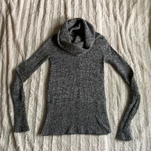 Gray turtleneck sweater stretchy soft long sleeve sweater